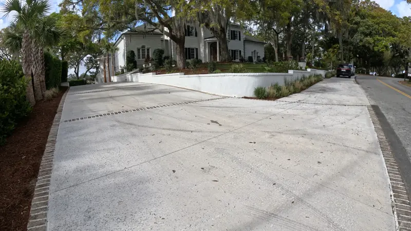 Custom concrete driveway brick borders in Charleston, SC