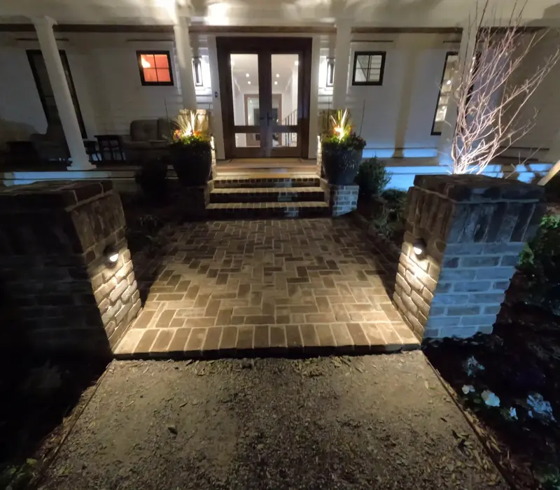 Steps and landing lit for the walk to the door in Charleston, SC