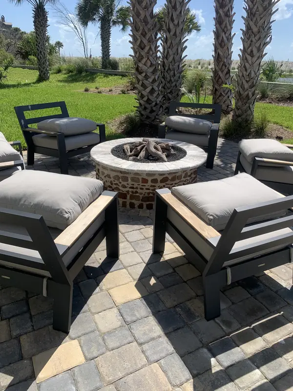 Backyard fire pit paver patio on Edisto, SC