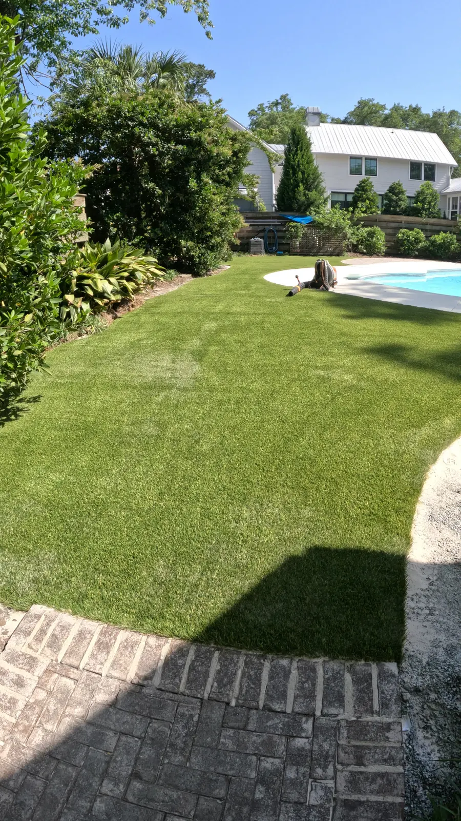 Backyard artificial turf pool landscaping on James Island, SC