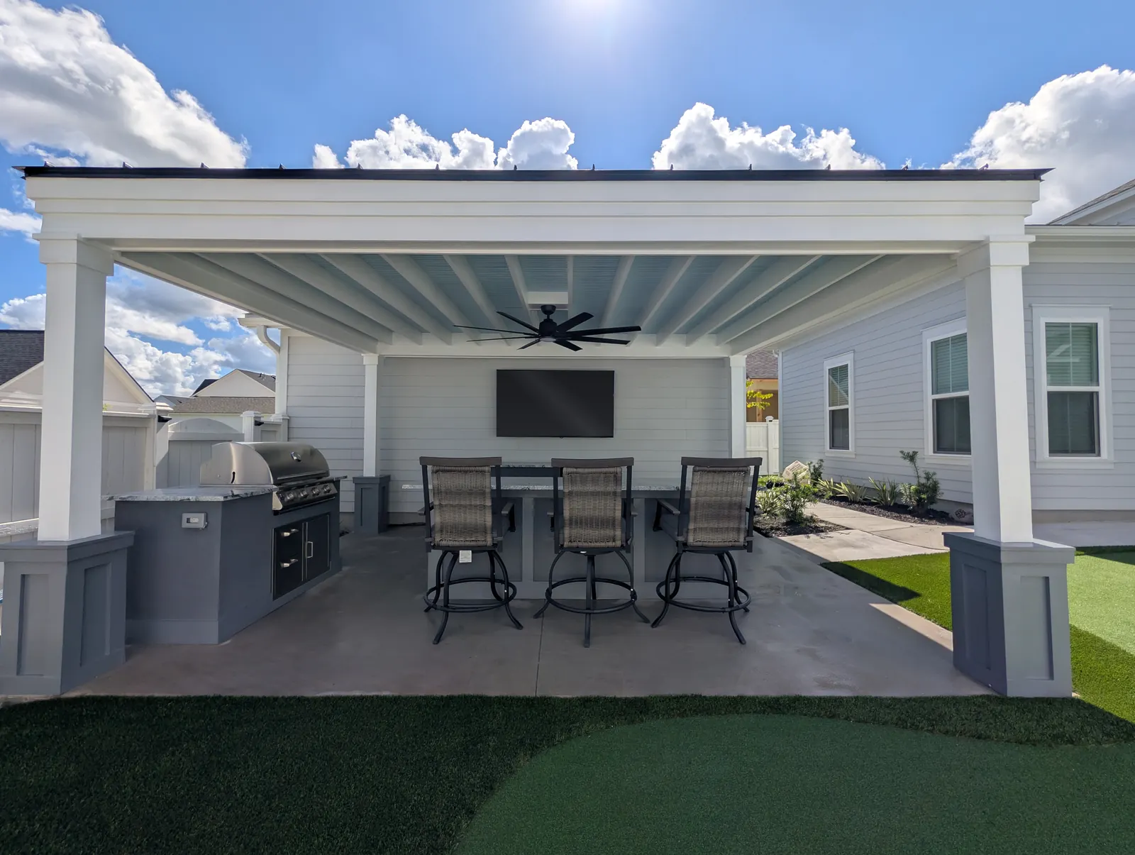 Custom pergola outdoor kitchen in Summerville, SC Custom pergola over an outdoor kitchen in Summerville, SC