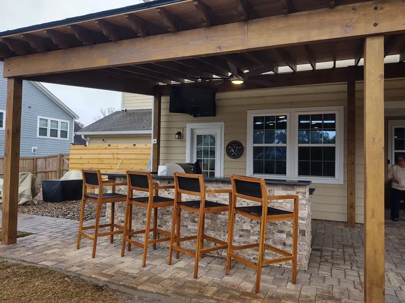 Outdoor kitchen under porch in Summerville, SC Outdoor kitchen under porch in Summerville, SC
