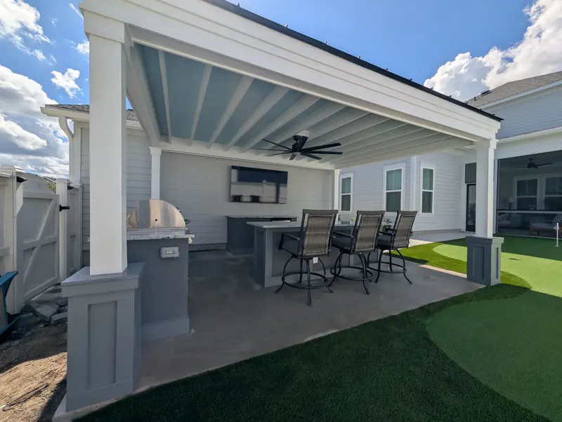 Outdoor living pergola outdoor kitchen in Summerville, SC
