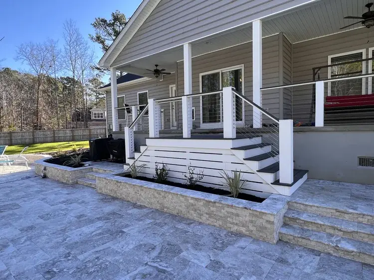 Travertine patio and porch steps in Summerville, SC