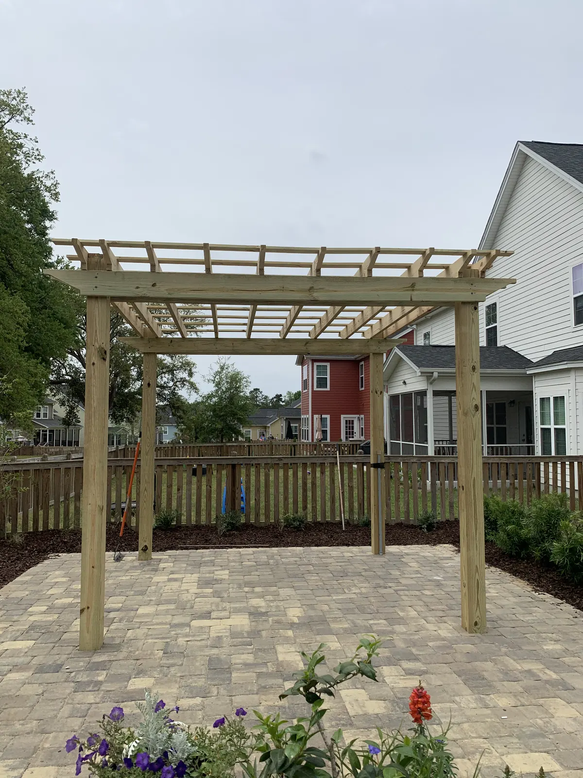 Wood pergola over a paver patio in Summerville, SC Wood pergola over a paver patio in Summerville, SC