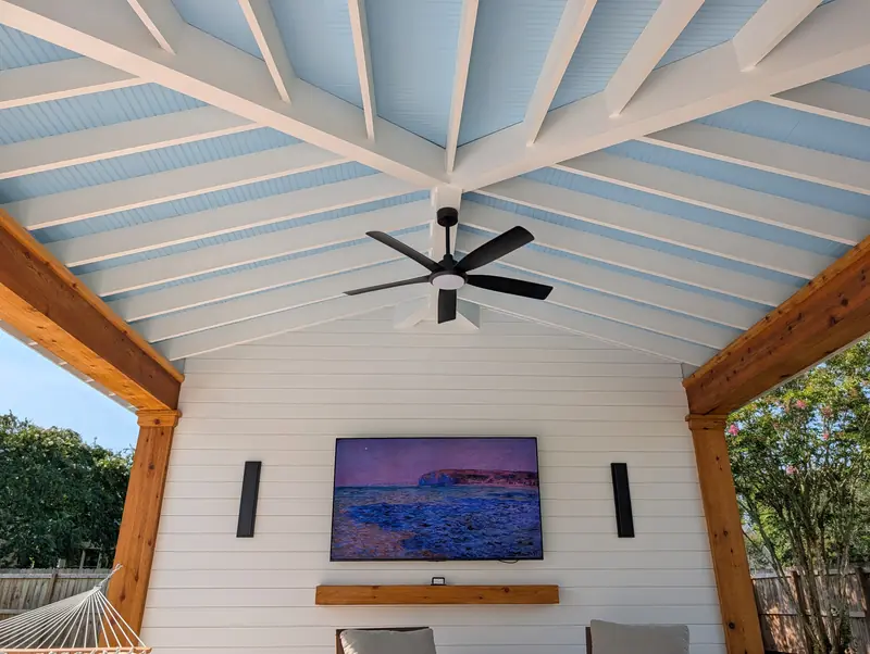 Haint blue beadboard cabana ceiling in West Ashley, SC