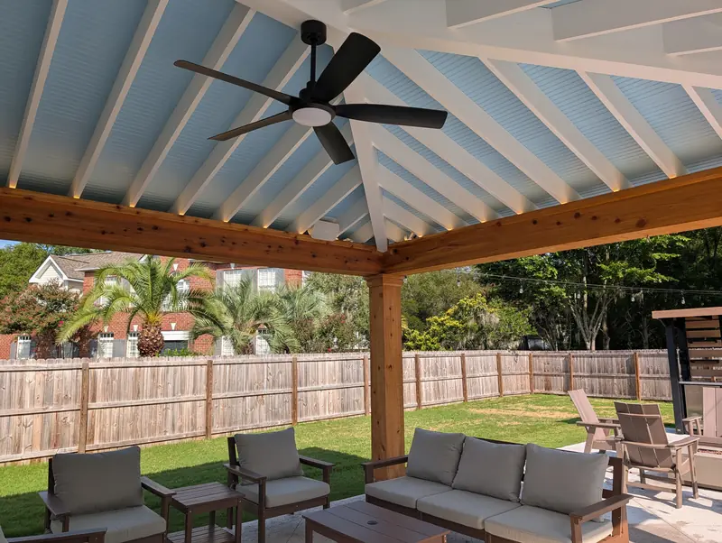 Haint blue vaulted cabana ceiling in West Ashley, SC
